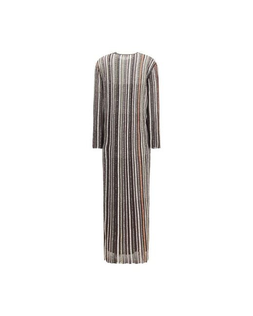 Missoni Gray Striped Long Dress With Sequins