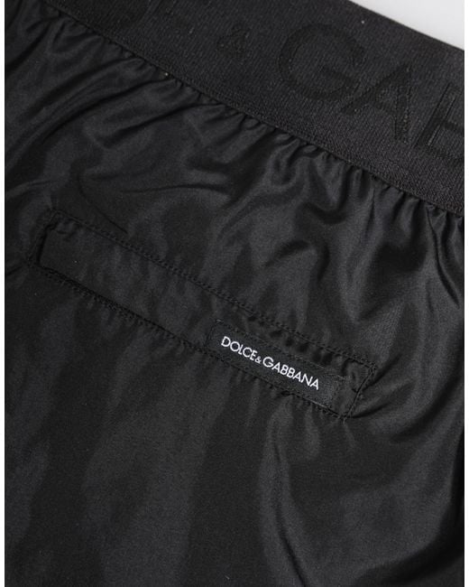 Dolce & Gabbana Black Logo Print Beachwear Men Shorts Swimwear for men