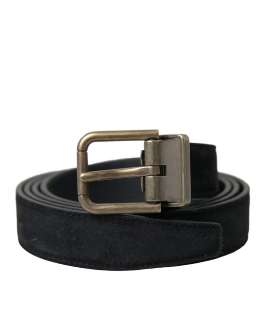 Dolce & Gabbana Black Elegant Suede Calf Leather Belt for men