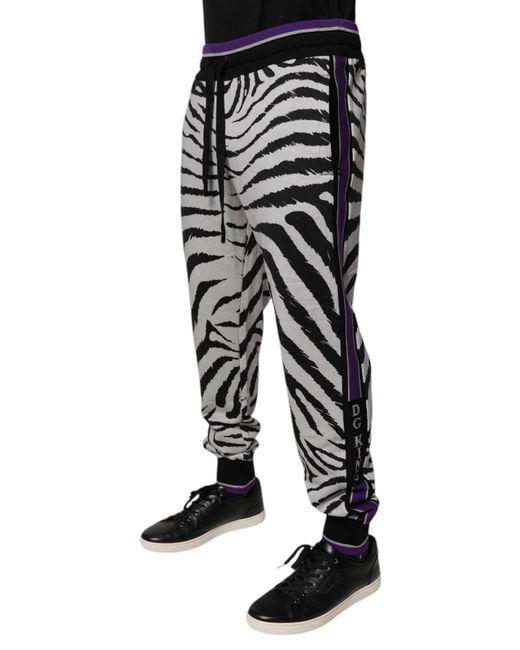 Dolce & Gabbana Black White Zebra Men Jogger Sweatpants Pants for men