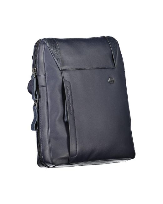 Piquadro Gray Elegant Leather Shoulder Bag With Adjustable Strap for men