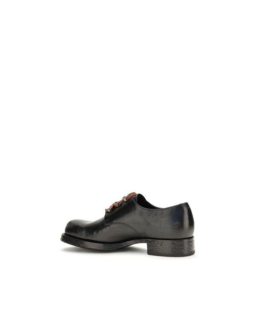Prada Black Calf Leather Bos Taurus Oxfords And Derbies for men