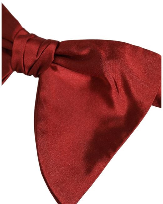 Dolce & Gabbana Men Red 100% Silk Adjustable Neck Papillon Bow Tie for men