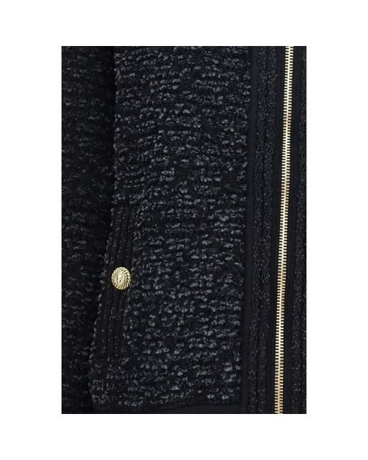 Balmain Blue Black Viscose Bomber