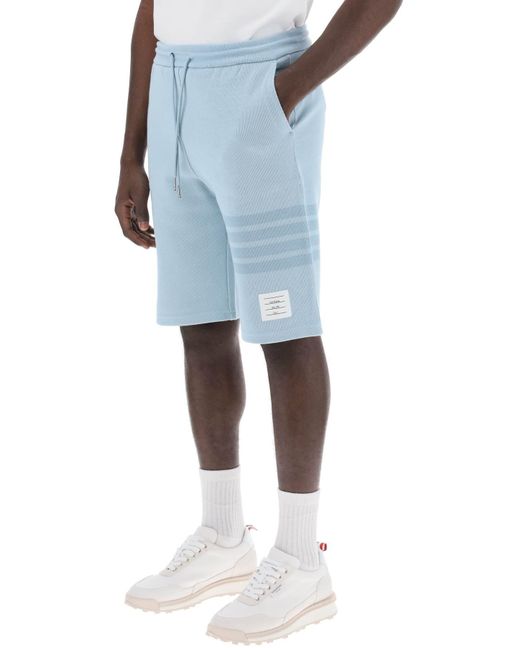 Thom Browne Blue 4 Bar Shorts In Cotton Knit for men