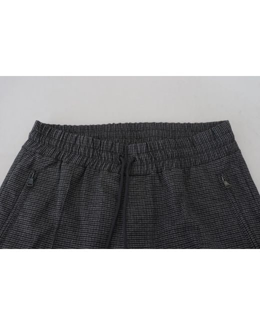 Dolce & Gabbana Blue Gray Striped Wool Skinny Trouser Pants for men