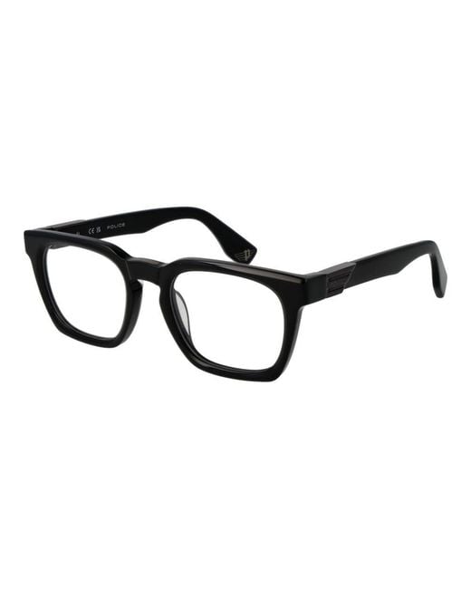 Police Black Cellulose Acetate Glasses (frames) for men