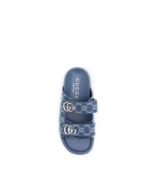 Gucci Blue Cotton Flat Sandals