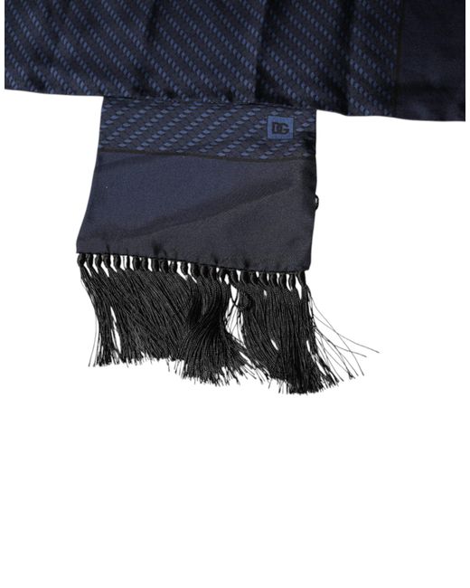Dolce & Gabbana Blue Dark Fantasy Fringes Neck Wrap Scarf for men