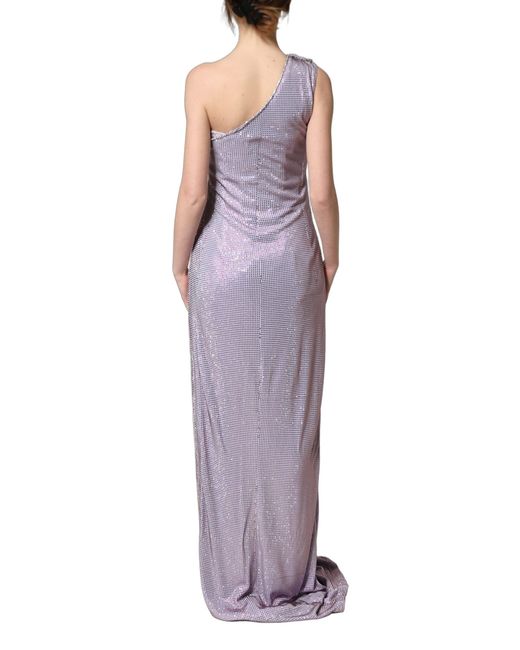 Dolce & Gabbana Purple Crystal Oneshoulder EveningGown Dress