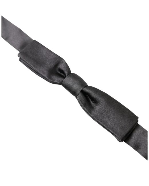 Dolce & Gabbana White Dark Grey Silk Adjustable Neckpapillon Bow Tie for men