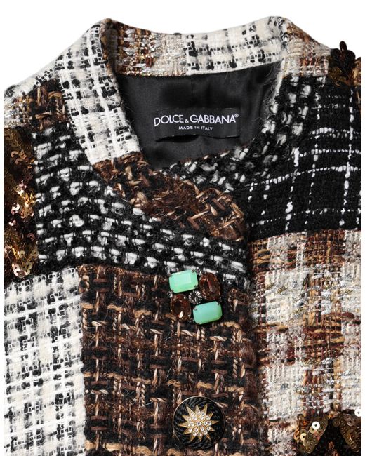 Dolce & Gabbana Black Multicolor Patchwork Button Down Jacket for men