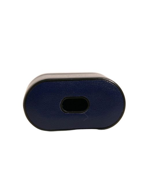 Dolce & Gabbana Blue Leather Logo Print Flip Holder Airpods Case