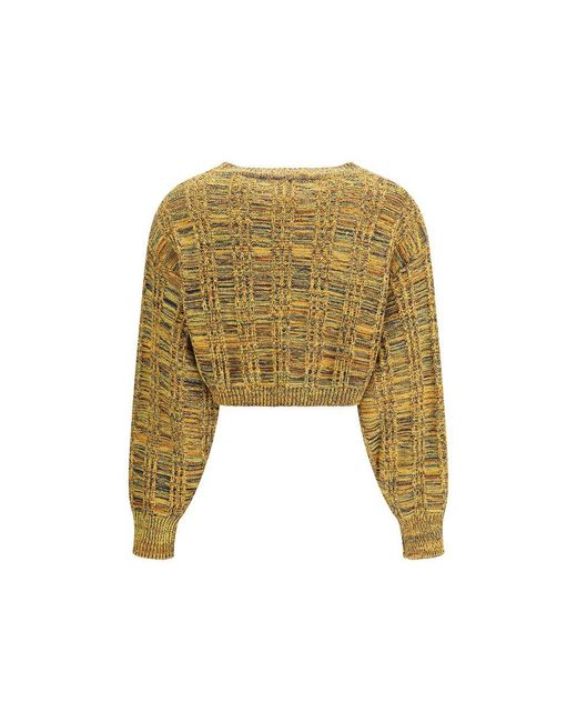 Kristina Ti Green Multicolor Cotton Sweatshirt