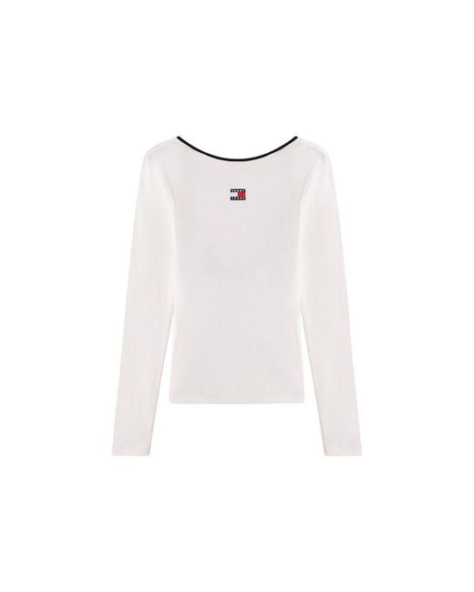 Tommy Hilfiger Blue White Recycled Cotton Long Sleeve T