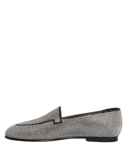 Dolce & Gabbana Gray Silver Crystal Embellished Men Loafers Shoes for men