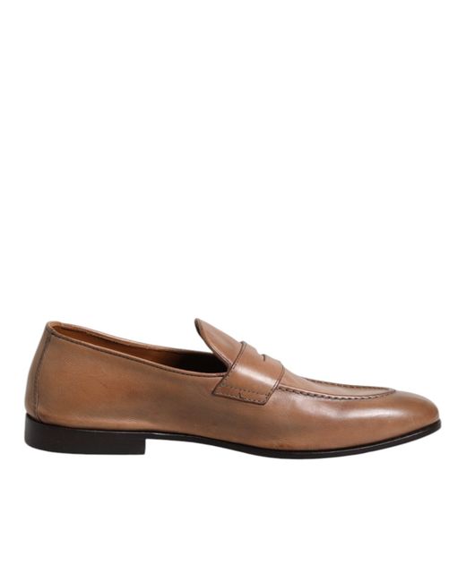 Brunello Cucinelli Brown Leather Loafer Dress Formal Shoes for men