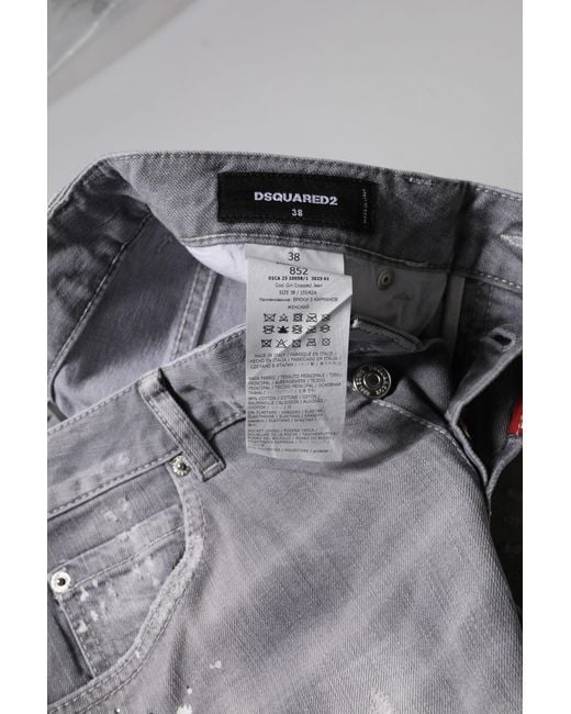 DSquared² Gray Washed Mid Waist Tapered Jeans for men
