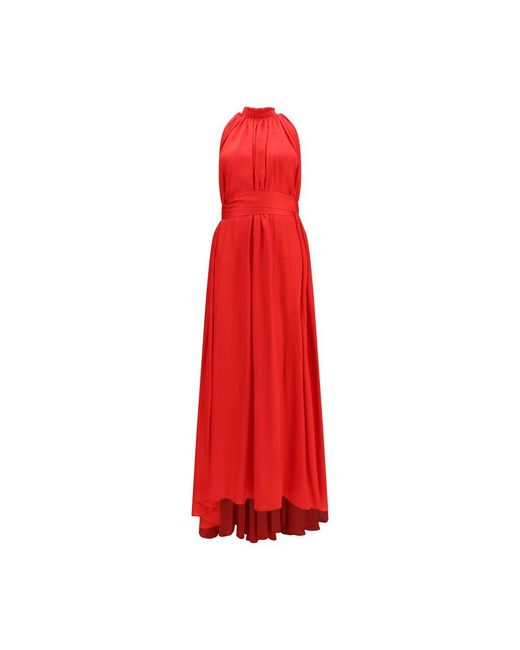 Sa Su Phi Red Multicolor Polyester Long Dress