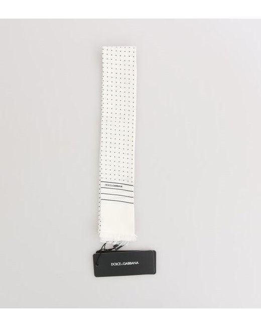 Dolce & Gabbana Black Polka Dotted Silk Skinny Scarf for men