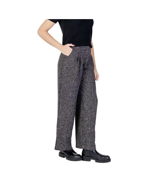 Jacqueline De Yong Blue Black Polyester Flared Pants