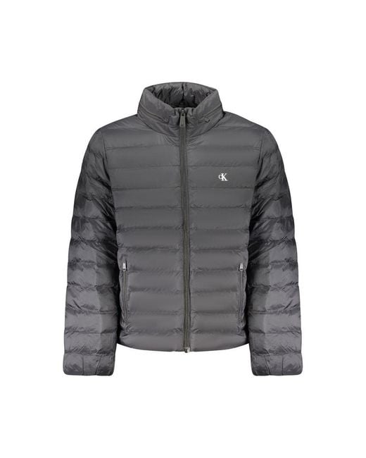 Calvin Klein Gray Padded Jacket Zip Closure for men