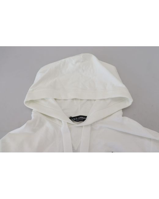 Dolce & Gabbana Gray Cotton Hooded Sweatshirt Logo Sweater for men