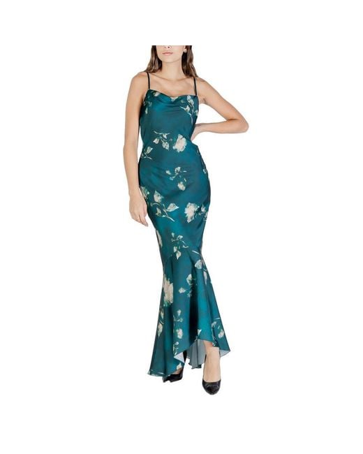 Rinascimento Blue Bicolor Polyester Long Dress