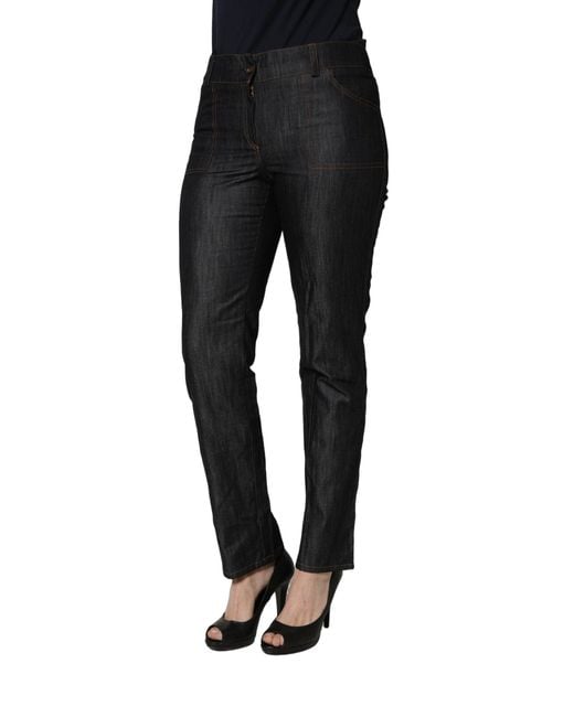 Bencivenga Black Cotton Mid Waist Skinny Denim Trouser Jeans