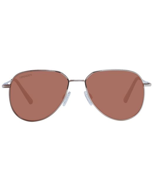 Serengeti Brown Rose Gold Metal Sunglasses