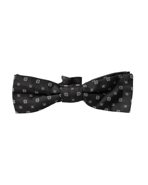 Dolce & Gabbana White Silk Fantasy Adjustable Neck Papillon Bow Tie for men