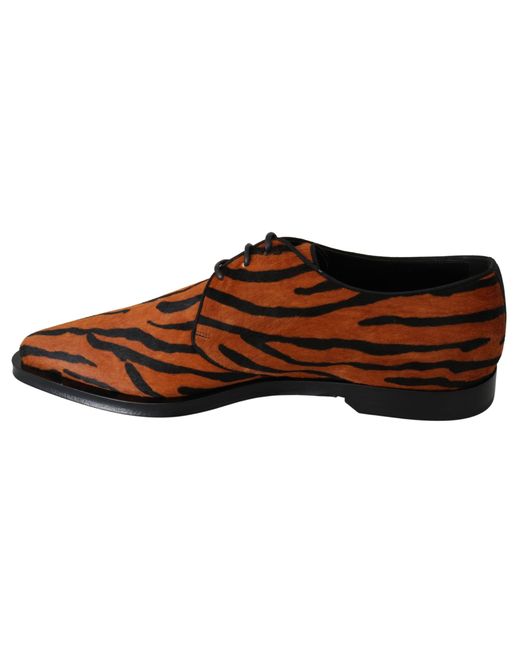 Dolce & Gabbana Brown Pony Hair Formal Dress Broque Shoes