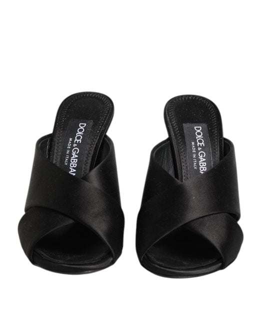 Dolce & Gabbana Black Satin Wedge Sandal