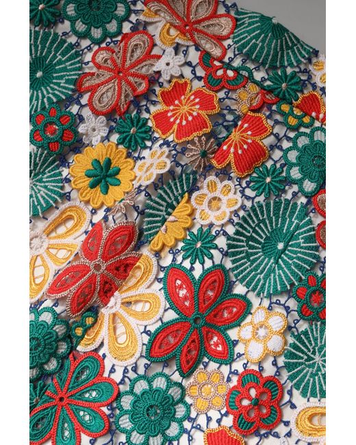 Dolce & Gabbana Multicolor Floral Lace High Waist Mini Skirt for men