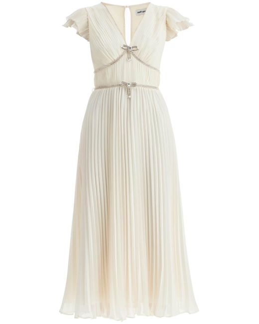 knee length dresses for ladies Novoli Floral Embroidery Midi Dress White– Selfie Leslie