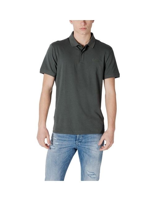 EA7 Black Cotton Polo Shirt for men