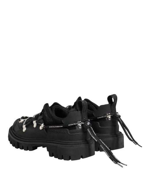 Dolce & Gabbana Black Low Top Lace Up Trekking Sneakers Shoes for men