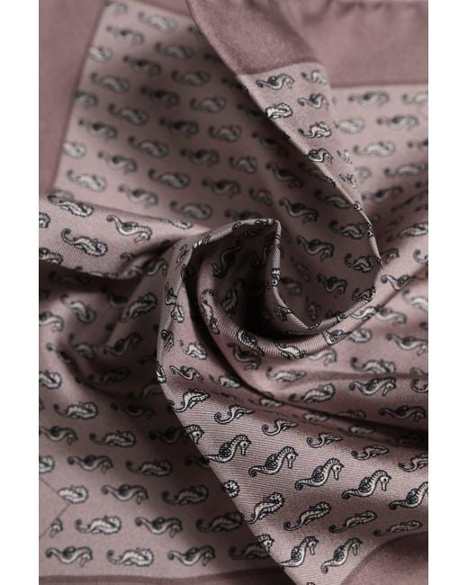 Dolce & Gabbana Gray Brown Sea Horse Silk Square Foulard Scarf for men