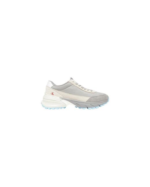 Calvin Klein White Gray Suede Leather Athletic Sneakers