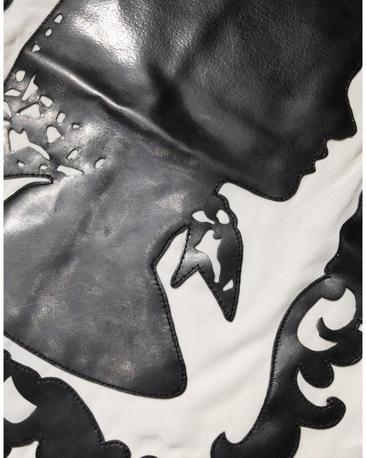 Dolce & Gabbana White Silk Silhouette Detail Short Sleeve Top
