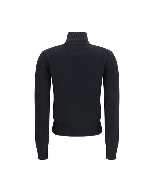 AMI Blue Black Cashmere Turtleneck