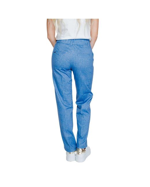 Street One Blue Polyester Casual Pants
