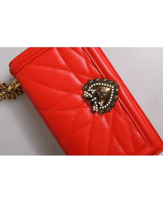 Dolce & Gabbana Red Quilted Devotion Crossbody Chain Phone Cover Bag for men