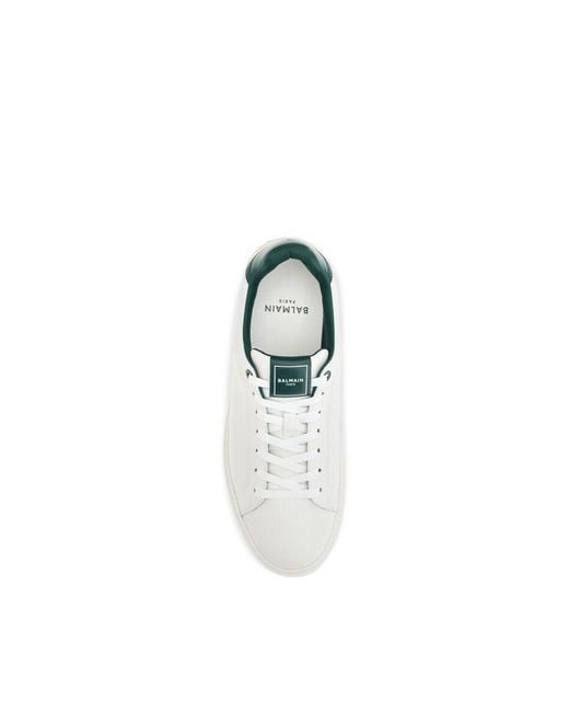 Balmain White Calf Leather Bos Taurus Sneakers for men
