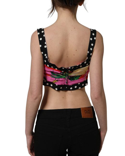 Dolce & Gabbana Multicolor Silk Cropped Bustier Corset Top Elastane
