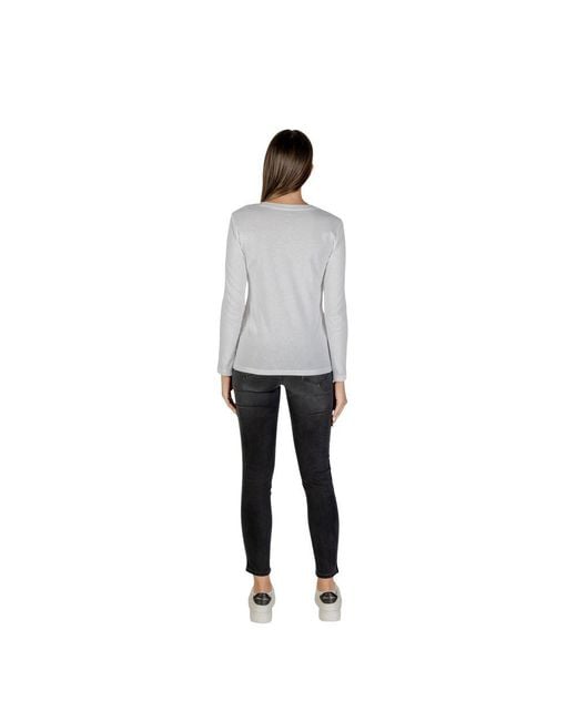 ARMANI EXCHANGE Gray White Cotton Long Sleeve T