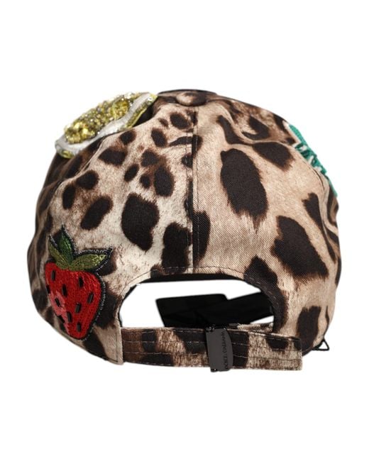 Dolce & Gabbana Multicolor Brown Leopard Sequin Sicily Baseball Cap