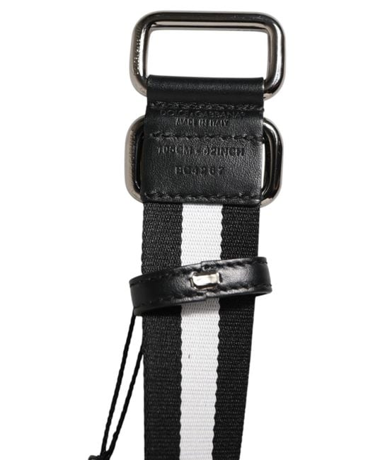 Dolce & Gabbana Black Striped Buckle Belt for men