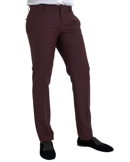 Dolce & Gabbana Purple Wool Slim Fit Dress Pants for men