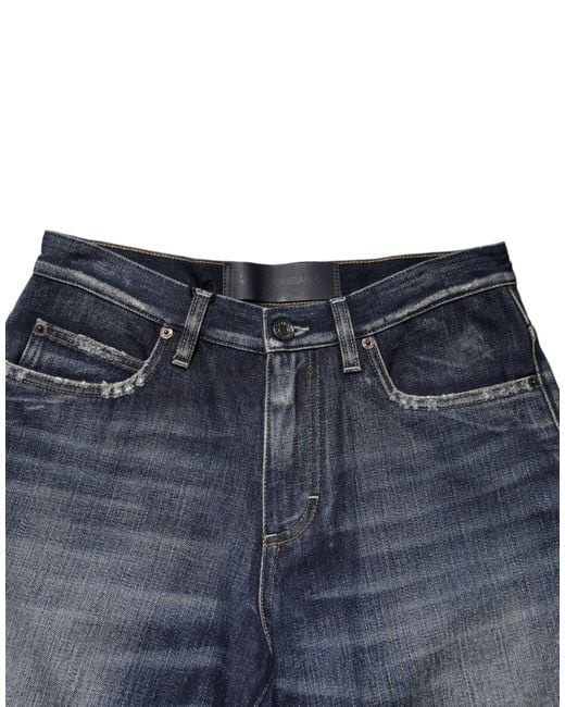 Dolce & Gabbana Gray Blue Cotton Distressed Denim Bermuda Shorts for men